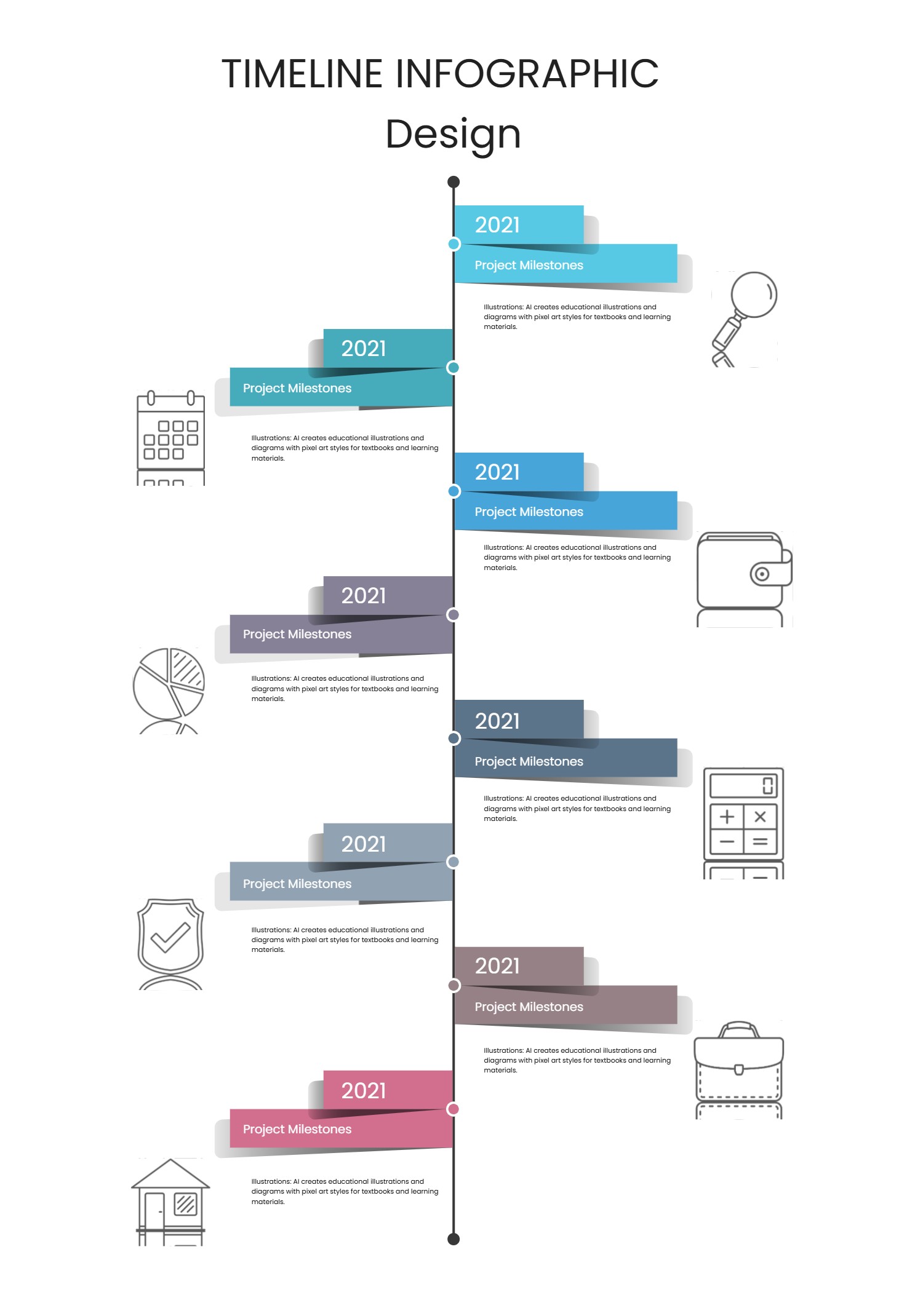 Vertical Timeline Infographic Design Template for Project Milestones
