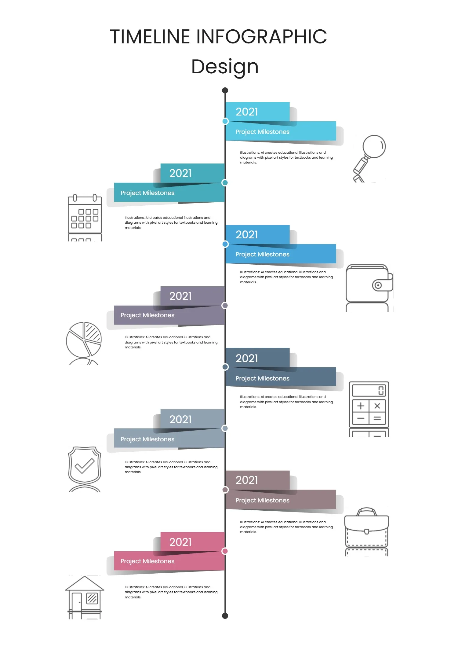 Vertical Timeline Infographic Design Template for Project Milestones